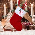 thumbnail image 2 of Christmas Tree Decorative Socks With Embroidered Initial Letters Red Green White Knit Stockings, 2 of 2