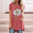 thumbnail image 4 of Chemises à Manches Courtes pour Femmes Mode Décontractée Chemises Imprimées Manches Courtes Tee-Shirt Ample Tunique Blouse Tunique Manches Courtes pour Femmes, 4 of 4