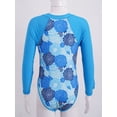thumbnail image 4 of YONGHS Kids Girls Long Sleeve One Piece Swimsuits Zipper Rash Guard Swimwear UV Protection Bathing Suit Blue Flower 8, 4 of 7
