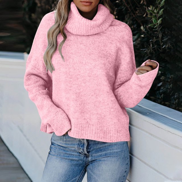 EGNMCR Chandails pour Femmes Chandail d'Hiver de Noël à Col Rond Manches Longues Tricoté Ample