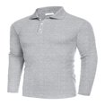 thumbnail image 3 of Men‘s Spring Autumn Solid Color Button Shirts with Long Sleeve Lapel Tops, 3 of 8