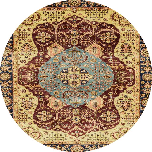Ahgly Company Tapis d'Intérieur Ronds Abstraits Rouge Brun Persans, 4 Pieds Rond