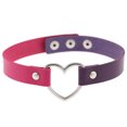 thumbnail image 2 of Collier Coloré Style Japonais Halloween Accessoire pour Femmes Ras-de-Cou en Cuir Chaîne Tour de Cou Ajustable Ras-de-Cou Cœur Scintillant Violet + Violet Rouge, 2 of 8