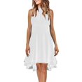 thumbnail image 1 of XDZJLR Womens Dresses formal Solid Halter Neck Button Chiffon Splice A Line Skirt, 1 of 5