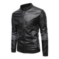 thumbnail image 2 of Qertyioot Veste en Cuir d'Hiver pour Hommes Mode Fermeture Éclair Manches Longues Tenue Décontractée, 2 of 8