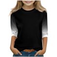 thumbnail image 1 of SERTG T-Shirt Mode Enfant Col Rond Manches 3/4 Imprimé Col Rond pour Été et Printemps 4-15 Ans (Noir3,14 Ans), 1 of 7