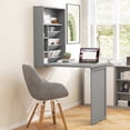 thumbnail image 2 of Gymax Bureau d'Ordinateur Mural Convertible, Bureau Flottant avec Bibliothèques de Rangement, Gris, 2 of 10
