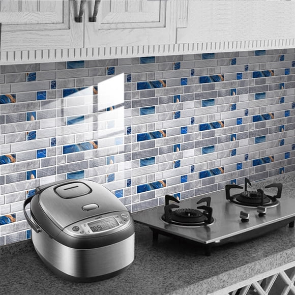 Uuiauoio Tile Stickers PVC Self-Adhesive Waterproof Imitation Brick Pattern Wall Paper for Kitchen Bathroom Home Decoration Easy Install Oil Stain Resistant