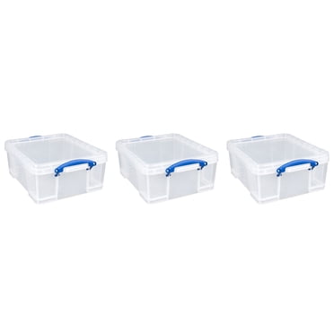 Really Useful Box 17L Storage Container w/ Lid & Clip Lock Handles (3 Pack)