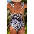 thumbnail image 4 of Womens Ruffle One Piece Swimsuits V Neck Ruched Monokini Bathing Suits, 4 of 5
