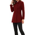 thumbnail image 4 of INSPIRE CHIC Manteau Caban Long d'Hiver à Double Boutonnage pour Femme à Col Peter Pan TP Rouge Foncé, 4 of 6