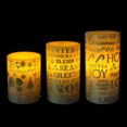 thumbnail image 2 of Hometrends Printed Gold Words LED Pillar Candle Set with Remote Control, 2 of 7