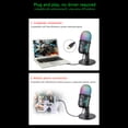 thumbnail image 4 of Microphone de Jeu USB pour PC, Micro à Condensateur Programmable avec Lumière RVB, Silencieux, Gain, Surveillance, Contrôle du Volume pour Diffusion, Balado, Twitch, YouTube, Discord, Ordinateur, Mac, PS5, DM30 (Noir), 4 of 9