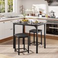 thumbnail image 2 of Gymax 3 PCS Counter Height Dining Set Faux Marble Table and 2 Chairs Kitchen Bar New Black, 2 of 8