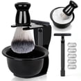 thumbnail image 1 of 1 Set Men Shaving Kit with Razor Synthetic Bristles Shaving Brush Soap Bowl Stand Men Wet Shaving Grooming Tools Kit Husband Father Gift, 1 of 8