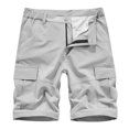 thumbnail image 2 of SDNall Men Casual Solid Zipper Button Pockets Elastic Waist Cropped Cargo Shorts, 2 of 9
