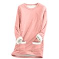 thumbnail image 2 of Tenue d'Hiver pour Femmes, Col Rond, Poche, Peluche Épaissie, Chaud, Hauts à Manches Longues, Tenues de Travail pour Femmes en Liquidation, 2 of 5