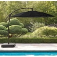 thumbnail image 1 of HOMETRENDS 10 ft. Round Offset Shanghai Patio Umbrella with Base, Meteorite, 1 of 6