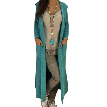 Cardigan Long pour Femmes, Cardigan Long pour Femmes, Chandails à Capuche Tricotés, Manteau Surdimensionné, Cardigan Long pour Femmes