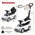 thumbnail image 3 of Gymax Voiture Pousse-Pousse 3-en-1 pour Tout-Petit avec Auvent Ajustable, Rangement sous le Siège, Sons Réalistes, Blanc, 3 of 10