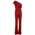 thumbnail image 4 of Yuyuzo Women Rompers 1 Shoulder Sleeveless Ruffle High Waist Loose Wide Leg Pants Elegant Jumpsuits, 4 of 5
