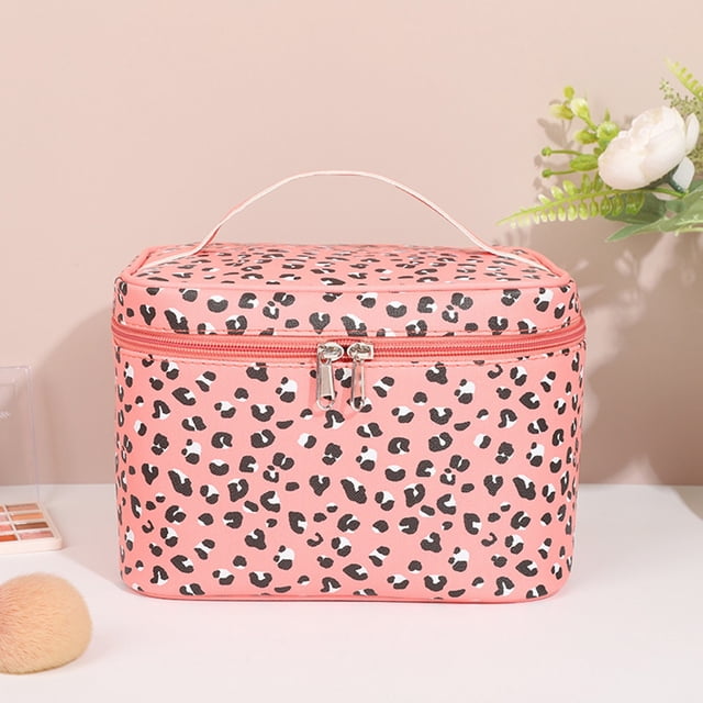 Dvkptbk Storage Large Capacity Travel Makeup Bag,Portable Cosmetic Bag Imitation Leather Osmetic Bag Large Opening Design Makeup Organizer Bag Home Essentials
