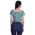 thumbnail image 4 of Moomaya Printed Viscose Crop Top Short Sleeve Zipper Tunic Womens Summer Tops, 4 of 4