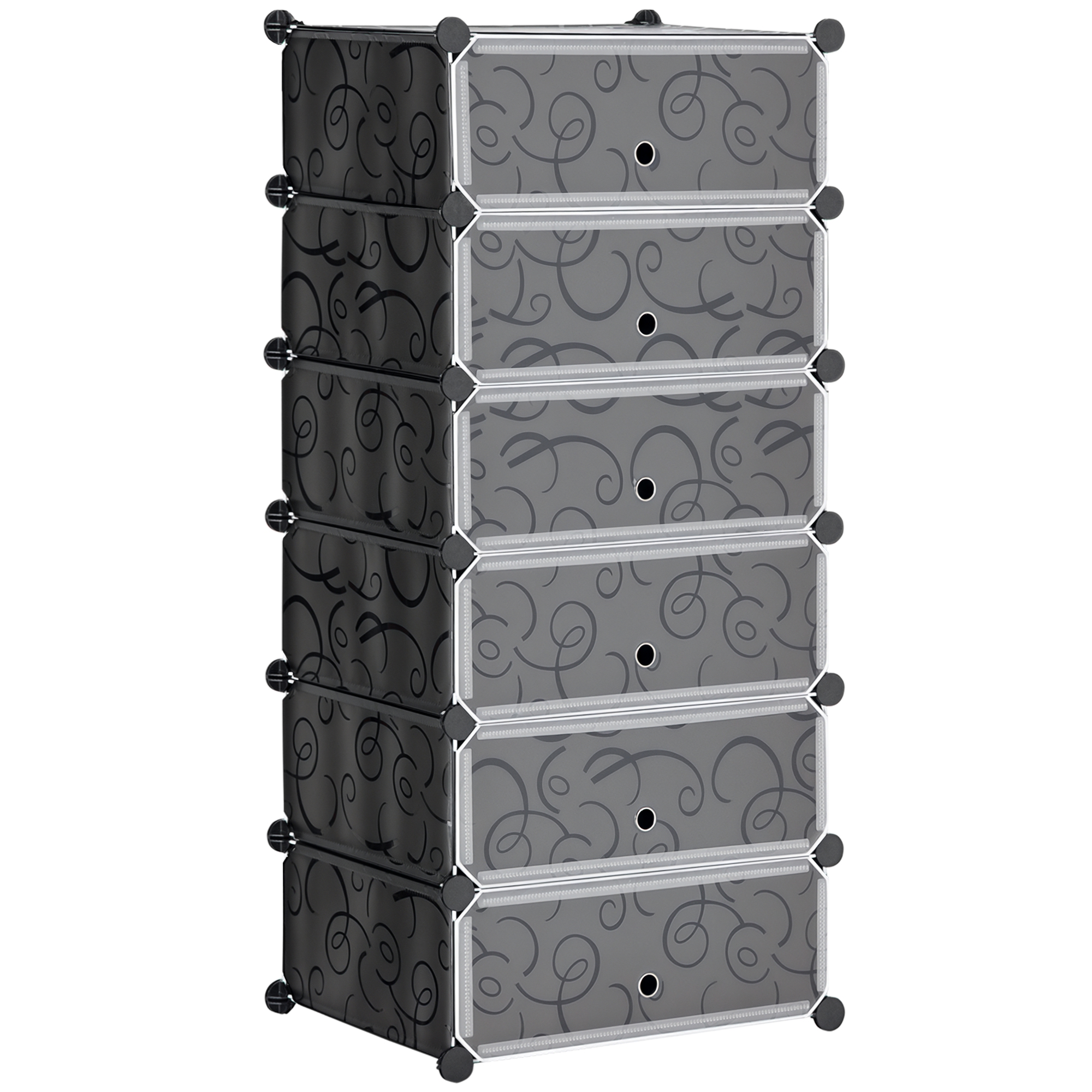 HOMCOM Organisateur de Rangement en Cubes avec Portes, Armoire Modulaire Bricolage à 6 Cubes Noire
