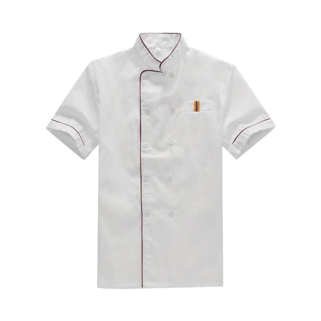 relayinert White Unisex Chef Coat Uniform Made With Polyester Comfortable To Wear Unisex Chef Jacket white(short sleeve) L