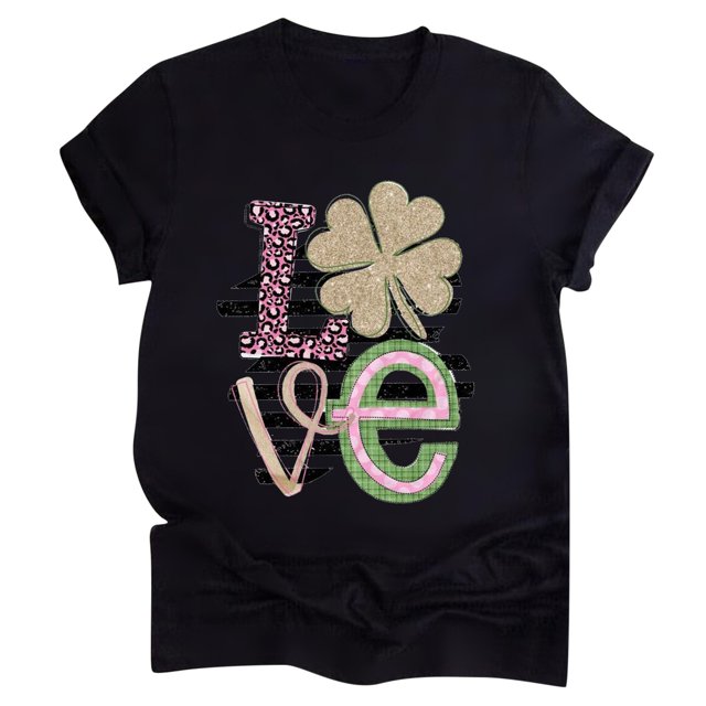 Birdeem T-Shirt Décontracté pour Femmes Imprimé Saint-Patrick à Manches Courtes