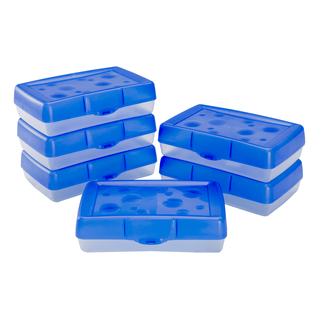 Storex boîte à crayons standard en plastique pour l’école primaire, 8,4 x 5,6 x 2,5 po, bleue, 1 unité