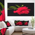 thumbnail image 1 of Bright Red Hibiscus on Black - Large Floral Canvas Art Print, 1 of 3