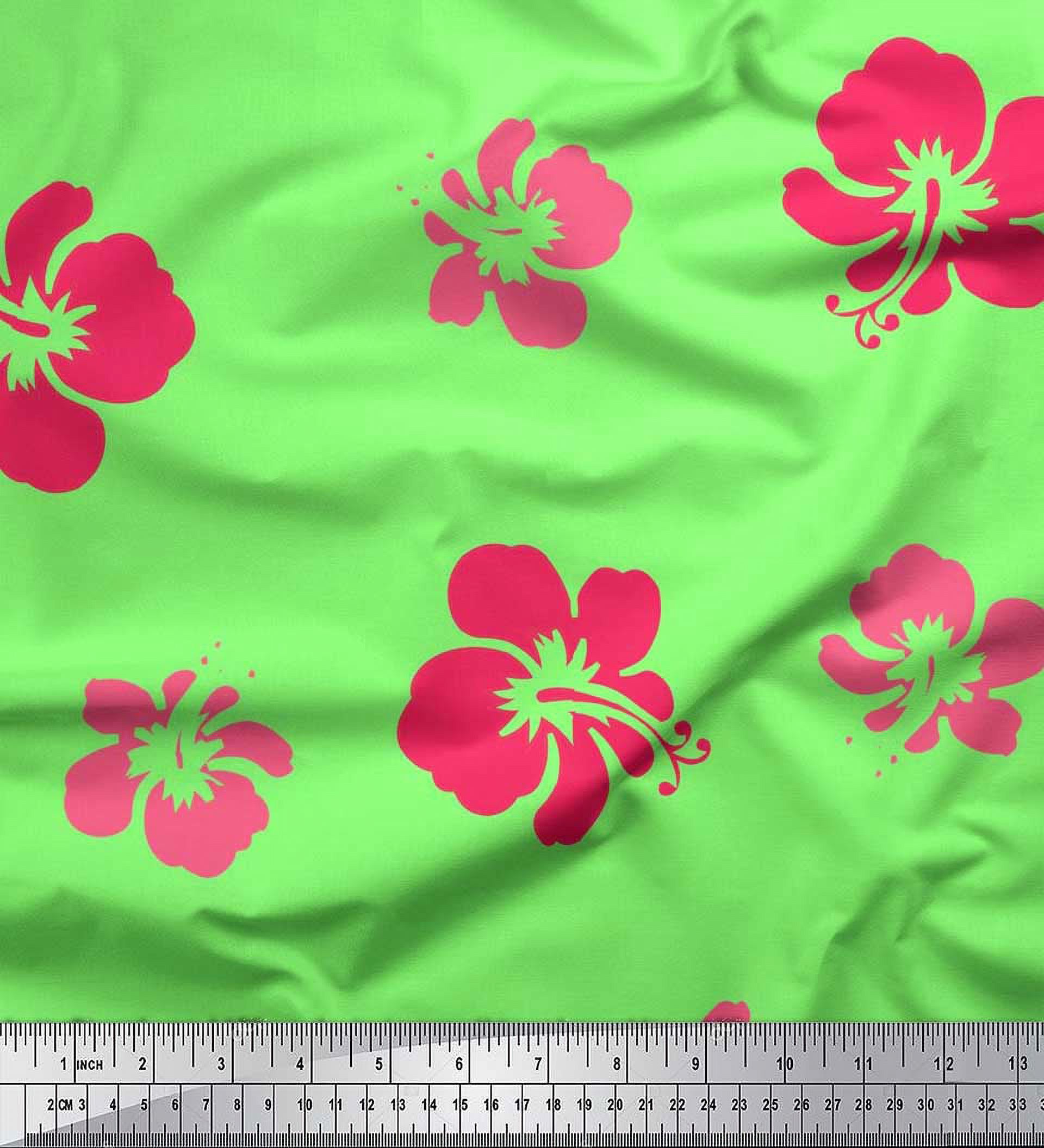 Soimoi Silk Fabric Artistic Flower Print Fabric by the Yard 42 Inch Wide