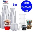 thumbnail image 1 of CHUANK 4 oz Plastic Clear Disposable Portion Cups with Lids for Sauce Cup BPA Free, 1 of 10