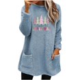 thumbnail image 2 of Qertyioot Chandails à Col Rond de Noël pour Femmes, Hauts Blouse à Manches Longues Chauds à Imprimé Ample avec Poche pour l'Hiver et le Rond, 2 of 4