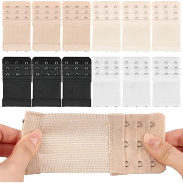12 Pcs Rallonges de Soutien-Gorge 3 Crochets, Rallonge de Bretelle de Soutien-Gorge, 3 Rallonges de Soutien-Gorge à Crochets pour Femmes Rallonge de Bretelle Élastique Grande Taille Doux et Confortable (Noir, Blanc, Nude, Beige)
