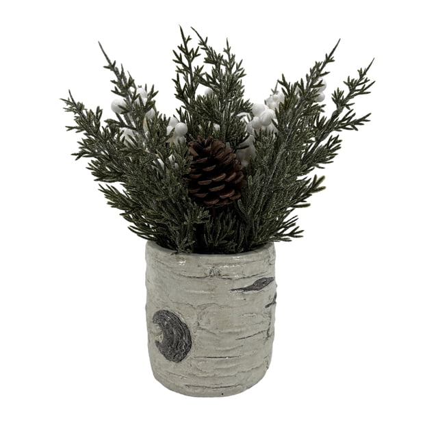 Holiday Time Wow 10in Green Pinecone Potted Tree