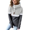 thumbnail image 1 of Pompotops Femmes Casual Patchwork Pull Tulleck Hoodies Manches Longues Cordon à Capuche Tops Sweatshirt, 1 of 6
