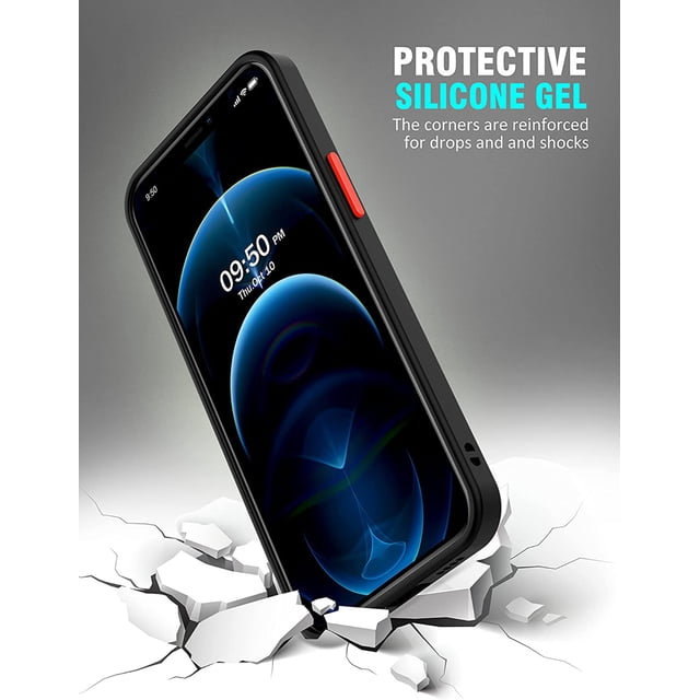 WIFKLSIIPG Shockproof Case for 12 Pro 6.1inch Silicone Bumper Clear Hard PC Cover