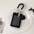thumbnail image 1 of Black Card Holder with Elastic Coil Strap, Leather, Double Card Slots, Clear Window, Compact ID Badge Case for Students and Office Use, 1 of 6