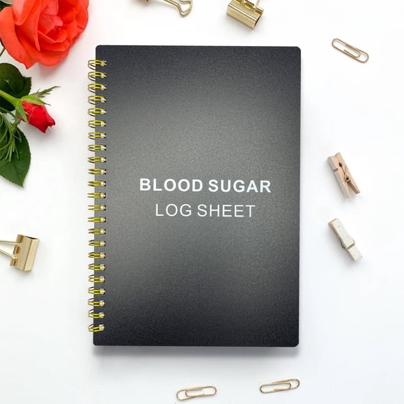 A5 Blood Glucose Measurement Record Book - Diabetes Log with Blood Pressure Tracker 60 Pages Waterproof Cover YO Ring