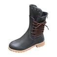 thumbnail image 1 of LOVZFMLL Bottes pour Femmes Mi-Mollet Bottes d'Hiver à Lacets Bout Rond Sangles Ajustables Talon Bas Épais Décontractées Mode Automne Chaussures, 1 of 7