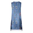 thumbnail image 4 of Pisexur Robe en Denim Aguichant pour Femme Sans Manches à Col en V, Robe Midi à Fleurs, Décontractée, Fente Latérale, Robe-Chemise en Jean, 4 of 4
