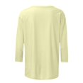 thumbnail image 4 of Birdeem T-Shirt Mode Femme Uni Mi-Longueur Manches 3/4 Blouse Col Rond Hauts Décontractés, 4 of 12