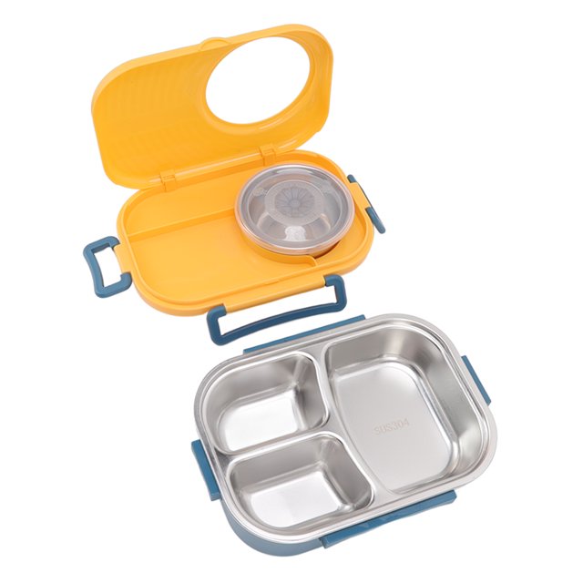 Boîte à Bento, Compartiment en Acier Inoxydable 1450ml Bento Boîte à Lunch Double Couche Lunch Container, Fuite de Préparation de Repas Conteneur de Stockage de Nourriture pour Manger au Restaurant, Travail, Pique-Nique, École