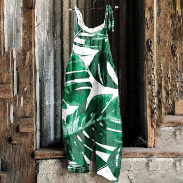Rompers for Women Casual Summer Women Ladies Printed Summer Sleeveless Backless Loose Long Playsuits Rompers Jumpsuit