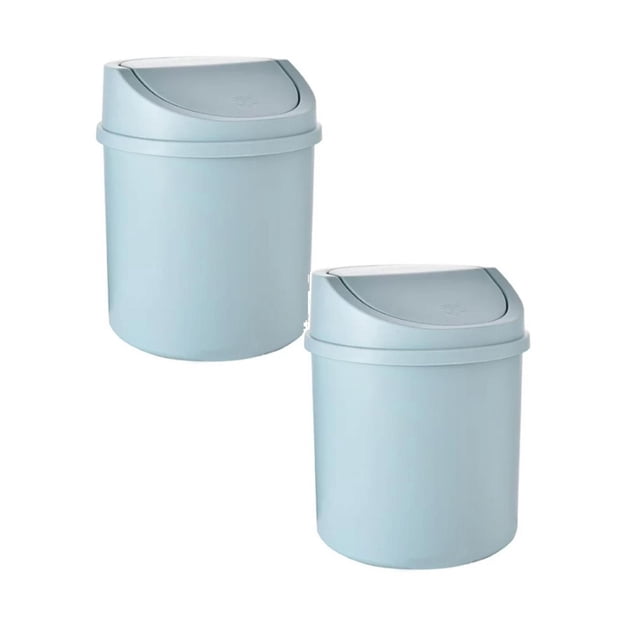 Oleegame 2PC Desktop Small Garbage Bedroom Home Use Cute Cover Net Red Mini Storage Box Blue