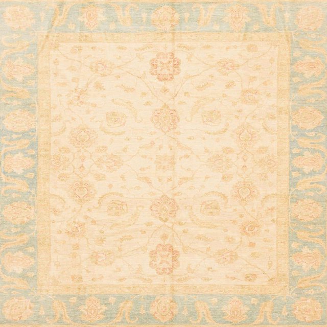 Ahgly Company Indoor Square Abstract Khaki Gold Oriental Area Rugs, 8' Square