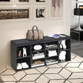 thumbnail image 3 of Gymax Entryway Padded Shoe Storage Bench 10-Cube Organizer Bench Adjustable Black, 3 of 10