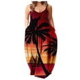 thumbnail image 1 of Robe Longue d'Été Sans Manches à Col Rond Imprimé pour Femmes Grande Taille avec Bretelles Spaghetti et Poches, 1 of 4